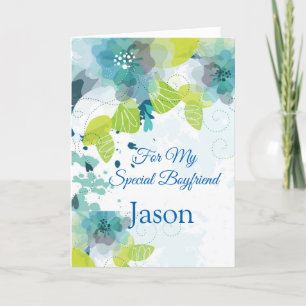 Nome Personalizado de Impressão Floral - Cartão Bi