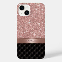 Nome Personalizado de Luxo Preto Glitter Dourado M