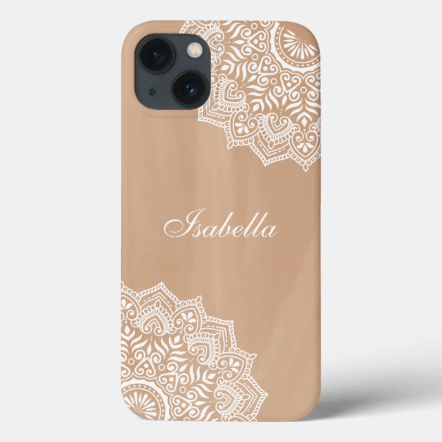 Nome Personalizado de Mandala Neutro de Boho (Verso)
