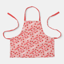 Nome Personalizado de Morango Rosa Meninas Apron