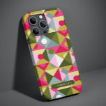 Nome Personalizado de Padrão de Girly Moderno de T<br><div class="desc">Colorida Trendy Modern Girly Pattern Personalised Name Smartphone capas de iphone apresenta um padrão geométrico colorido em tons de rosa, verde e azul com seu nome personalizado na tipografia moderna e elegante do roteiro. Perfeito para aniversário, Natal, Dia de as mães, irmã, melhor amigo e muito mais. Concebido por ©...</div>