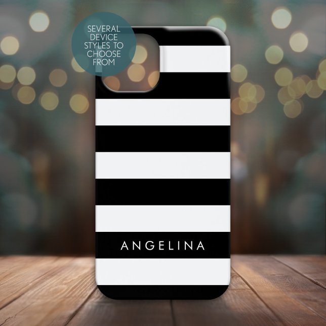 Nome Personalizado de Padrão de Strike Preto e Bra (Personalized Phone Case - Many Device Styles to Choose From)