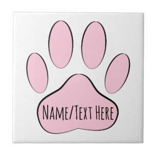 Nome Personalizado de Pawprint Cachorro Rosa Bebê