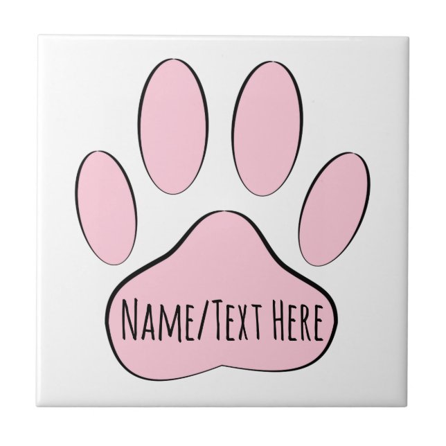 Nome Personalizado de Pawprint Cachorro Rosa Bebê (Frente)