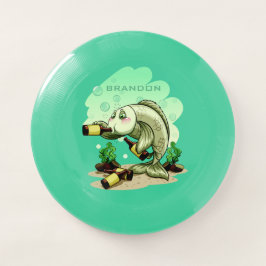 Nome personalizado de peixe bebendo frisbee