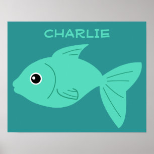 Nome personalizado de Peixe Cortado poster
