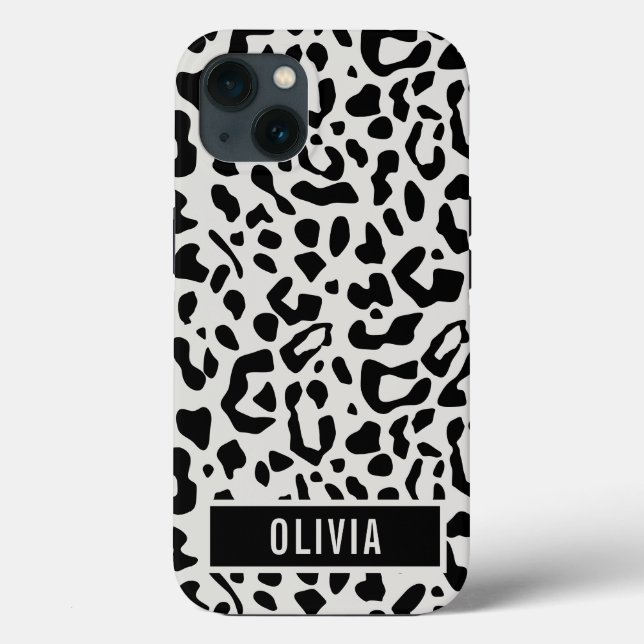 Nome Personalizado Divertido Neve Leopardo Padrão  (Verso)