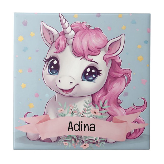 Nome Personalizado do Baby Unicorn Stars Rosa Mági (Frente)