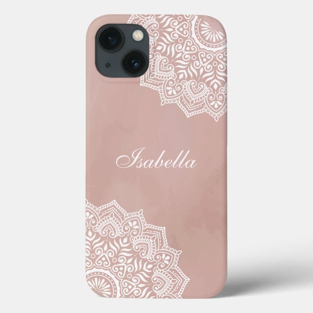 Nome Personalizado do Boho Dusty Rosa Mandala (Verso)