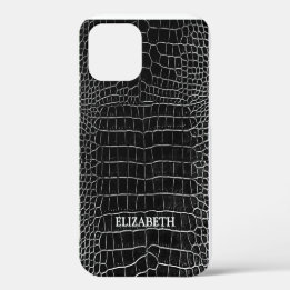 Nome Personalizado do Couro Crocodilo Preto