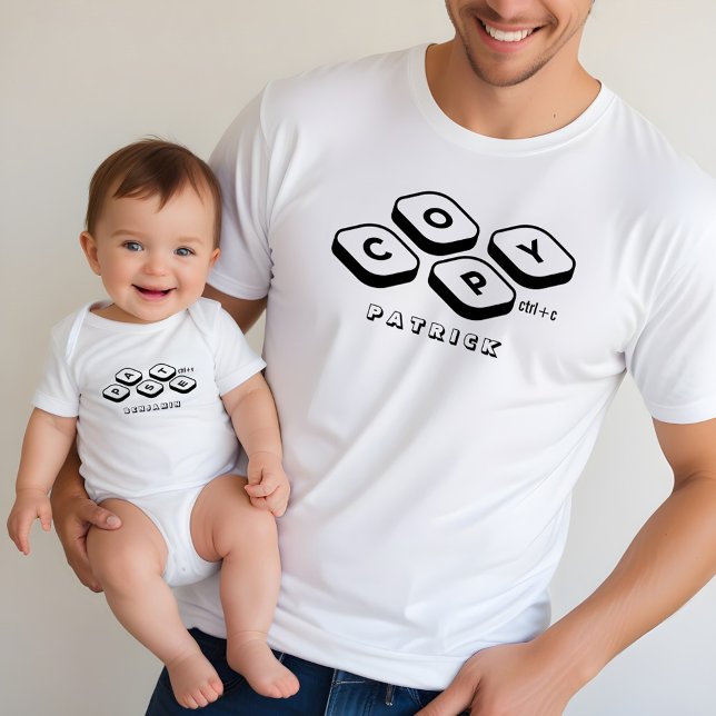 Nome Personalizado do dia de os pais Copiar Pai Co (Father's Day Personalized Name Copy Paste Dad Son T-Shirt)