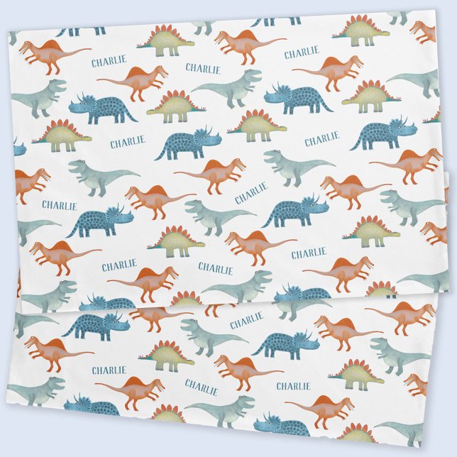 Nome Personalizado do Dinossauro (Fun and unique personalized child's name dinosaur pillow case for a kid's room)