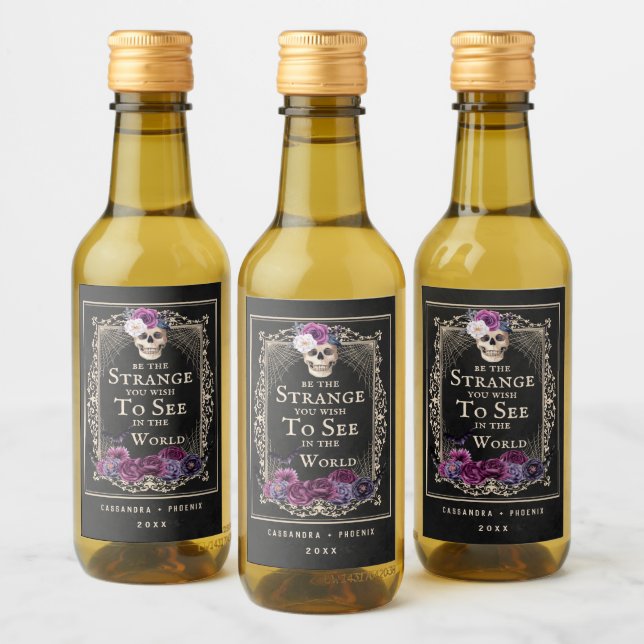 Nome Personalizado do Halloween do Caveira Floral  (Garrafas)
