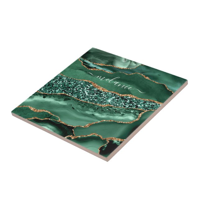 Nome Personalizado do Marble de Geodo Glitter Verd (Lateral)