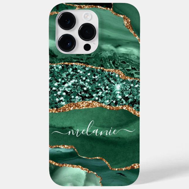 Nome Personalizado do Marble Glitter Verde Dourado (Verso)