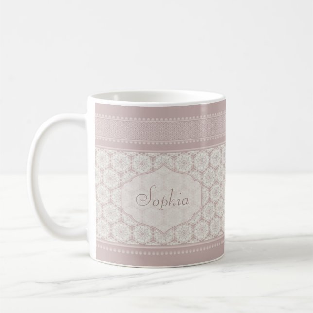 Nome personalizado do monograma cor-de-rosa caneca (Esquerda)
