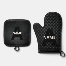 Nome personalizado do monograma Textura em preto e