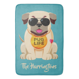 Nome personalizado do Pug Life e tapetes de banho