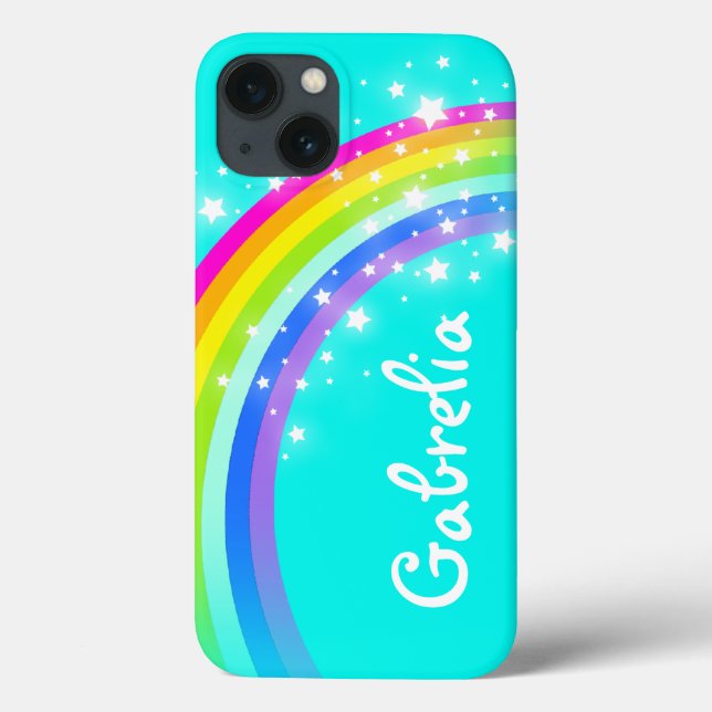 Nome personalizado do Rainbow e das estrelas aqua  (Verso)
