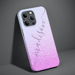 Nome Personalizado do Shimmer Rosa Girly Iridescen<br><div class="desc">O Iridescente Shimmer Rosa IPhone 14 Personalizado Name iPhone 14 Smart Capa de telefone apresenta um moderno padrão de shimmer iridescente rosa e azul com o seu nome personalizado na tipografia do script de caligrafia escrita à mão roxa. Elaborado por ©Evco Studio www.zazzle.com/store/evcostudio</div>
