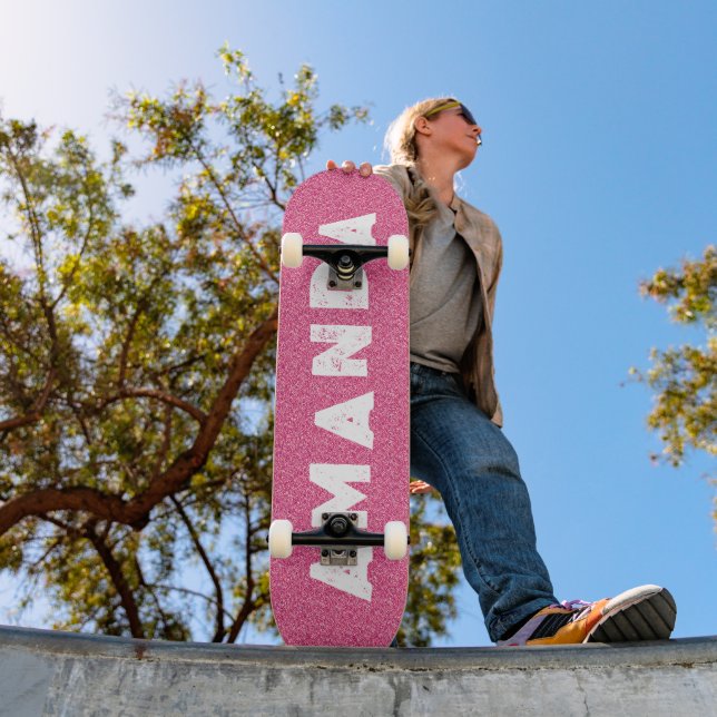 Nome personalizado do skate Glitter Rosa-Quente (Ao ar livre 1)