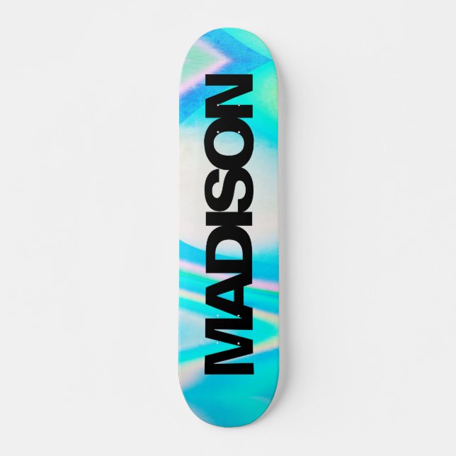 Nome personalizado do skate Turquoise Blue Wave (Frente)