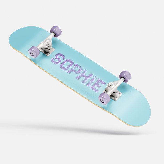 Nome Personalizado do skateboard Mermaid (Girly Varsity Pink Skateboard Personalized Name mermaid)