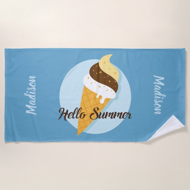 Nome personalizado do Sorvete Hello e toalha de pr (Frente)