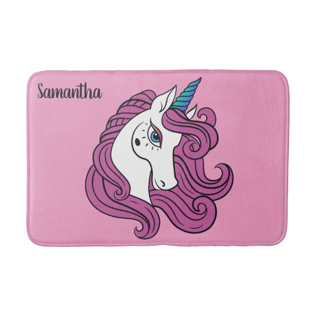 Nome personalizado do Unicorn em branco e tapetes  (Frente)