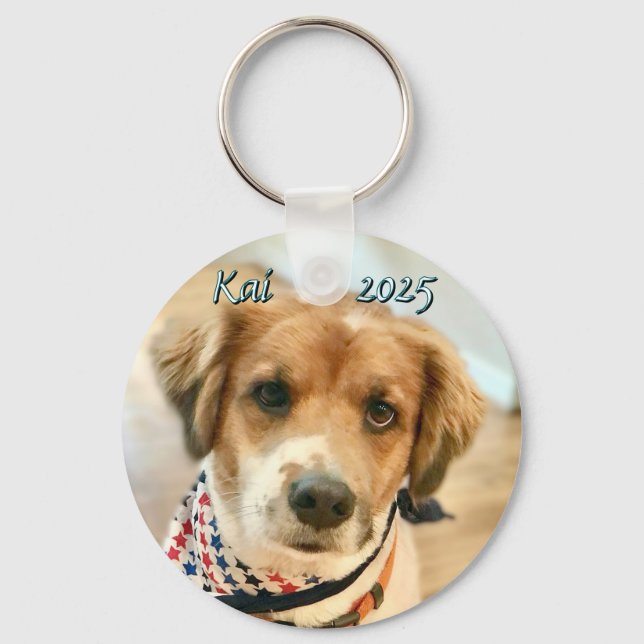 Nome Personalizado e Chaveiro de Rosto de Cachorro (Frente)
