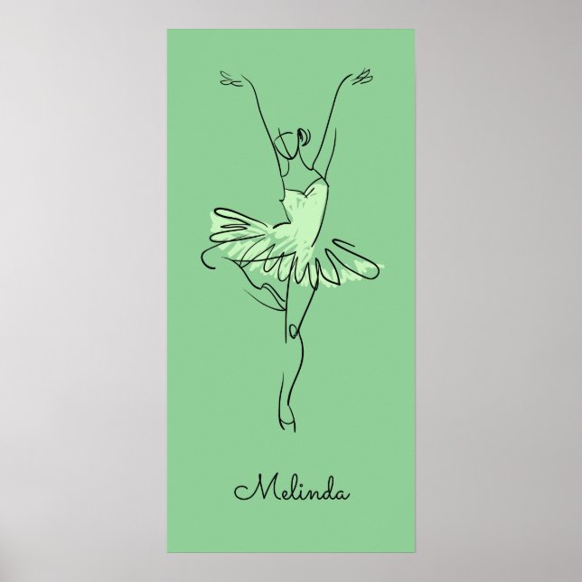 Nome personalizado e cor Ballerina poster (Frente)