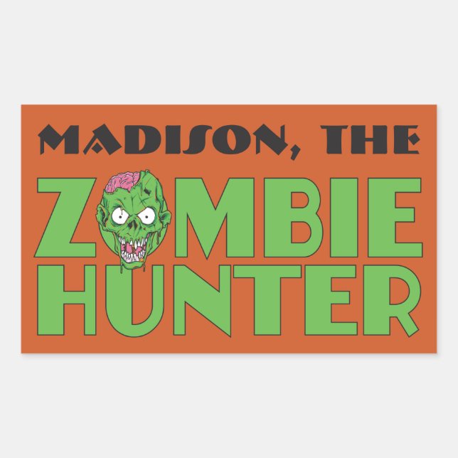 Nome personalizado e cor Zombie Hunter adesivos (Frente)