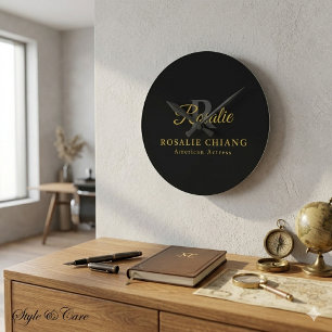 Nome personalizado e relógio redondo de título com