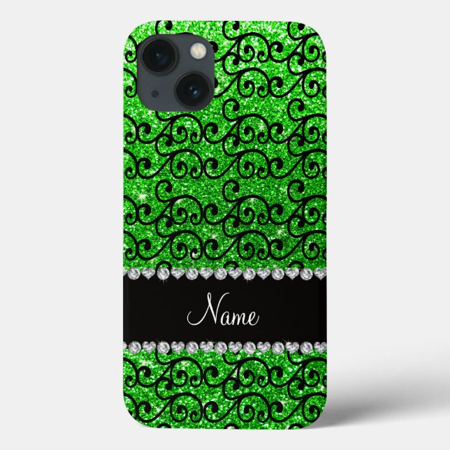 Nome personalizado: espirais brilhantes do verde l (Verso)