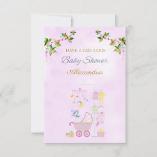 Nome Personalizado Fairy Pink Pram Chá de fraldas