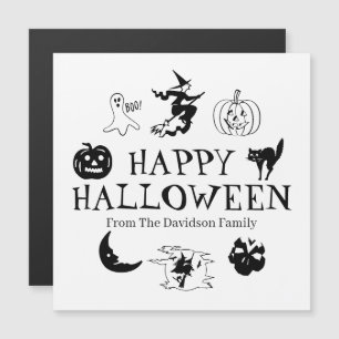 Nome personalizado Feliz Halloween: imã branca pr