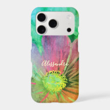 Nome Personalizado Flor Botânica Colorida Aquarela