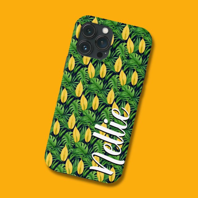 Nome Personalizado Flor Tropical Negrito - Capa de (Custom Name Tropical Phone Case)