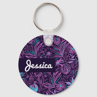 Nome personalizado Floral Chaveiro