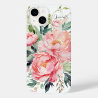 Nome Personalizado Floral Cor-de-Água Rosa Elegant