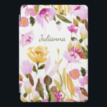 Nome Personalizado Floral de Aquarela Elegante Boh<br><div class="desc">Amarelo Amarelo Cor de Água Floral Personalizada</div>
