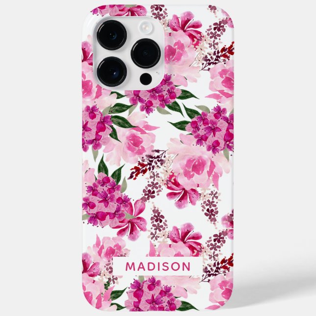 Nome Personalizado Floral Floral Cor-de-Água Rosa  (Verso)