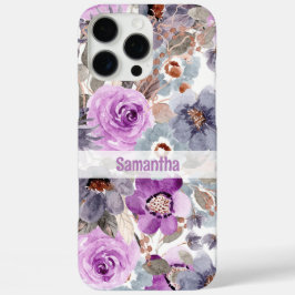 Nome Personalizado Floral Roxo Elegante