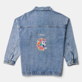 Nome Personalizado Floral Unicórnio Jaqueta de Den