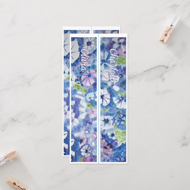 Nome Personalizado Flores Whimsical Dois Marcadore (Frente/Verso In Situ)
