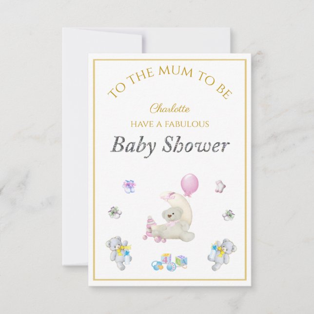 Nome Personalizado Fox Balões Fluxos Chá de fralda (Frente)