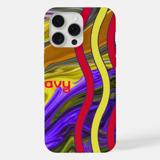 Nome Personalizado Funky Liquid Wave Red Strips (Verso)