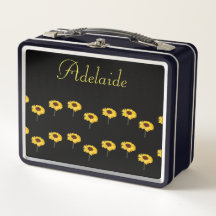 Nome personalizado girassóis amarelos em preto