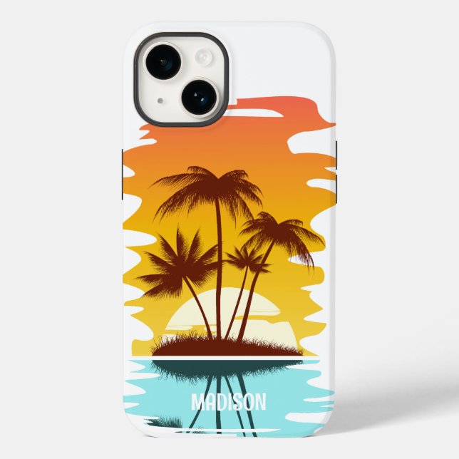 Nome Personalizado Ilha Tropical Sunset (Verso)