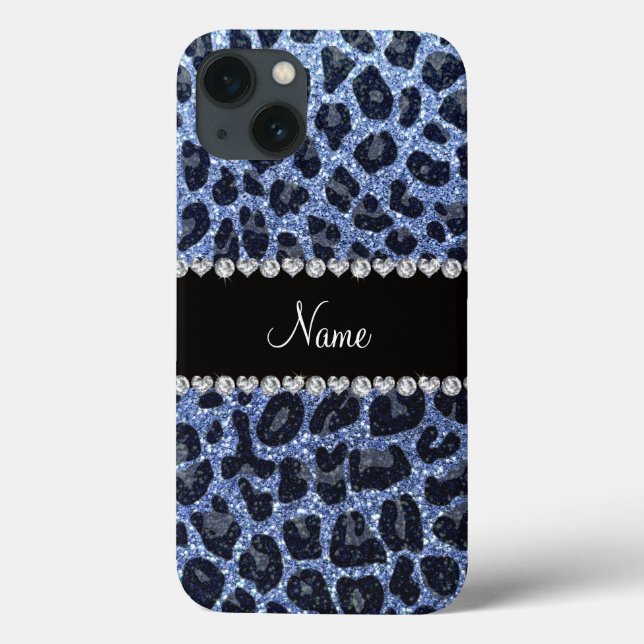 Nome personalizado impressão leopardo azul-claro (Verso)